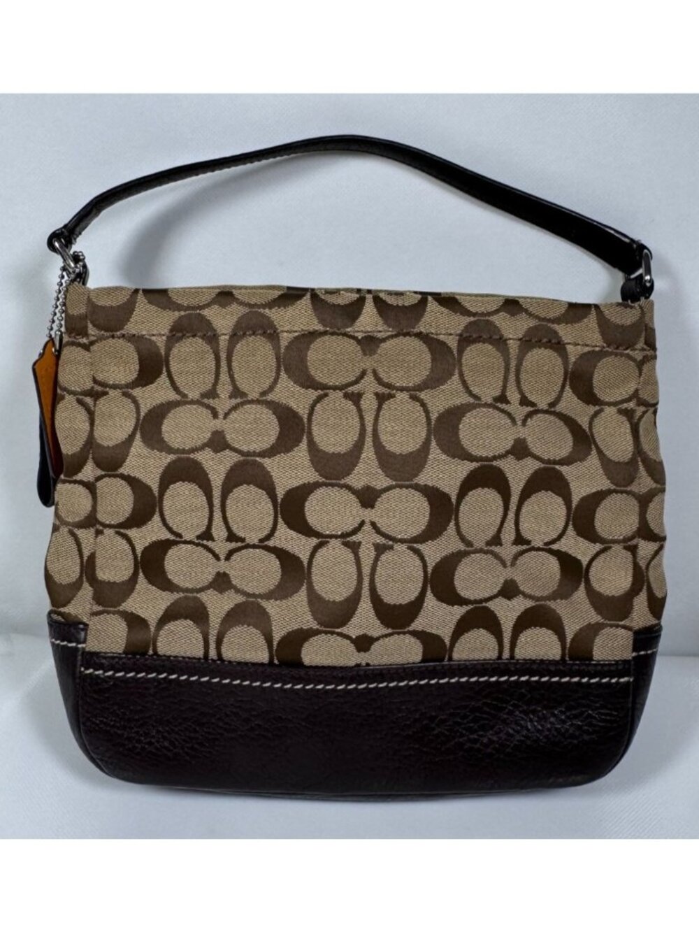 Vintage Coach Khaki Brown Canvas Leather Small Shoulder Bag Soho Hobo Mini Purse